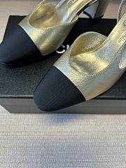 Chanel Slingbacks Laminated Lambskin & Grosgrain Light Gold & Black 65mm G31318 - 2
