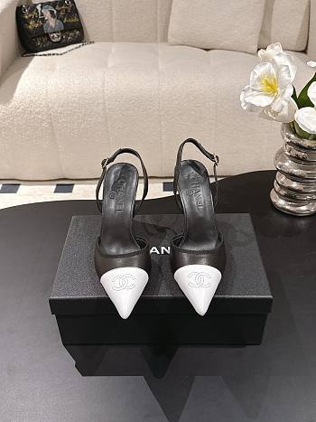 Chanel Slingbacks Iridescent Lambskin & Lambskin White & Black 90mm G47082