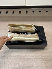 Chanel Ballet Flats Laminated Lambskin & Grosgrain Light Gold & Black G02819 - 4