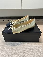 Chanel Ballet Flats Laminated Lambskin & Grosgrain Light Gold & Black G02819 - 5