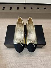 Chanel Ballet Flats Laminated Lambskin & Grosgrain Light Gold & Black G02819 - 3