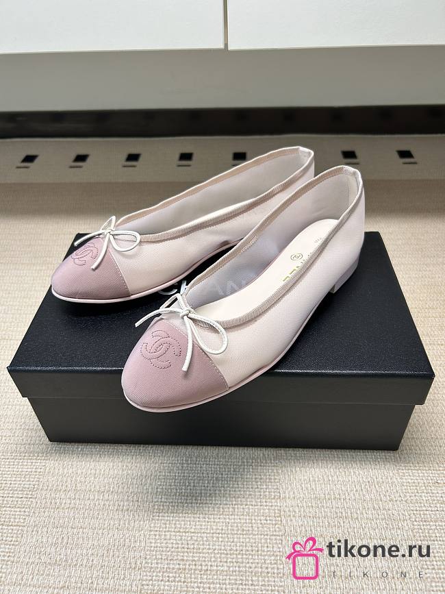 Chanel Ballet Flats Mesh & Grosgrain Pink G02819 - 1