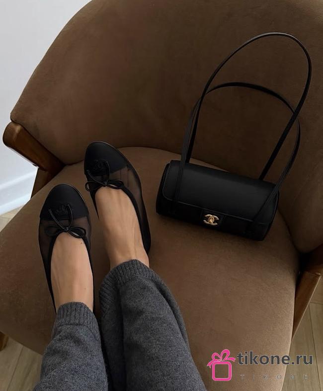 Combo Chanel Small Bowling Bag + Ballet Flats Mesh Black - 1