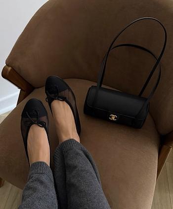 Combo Chanel Small Bowling Bag + Ballet Flats Mesh Black