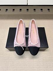 Chanel Ballet Flats Tweed & Grosgrain Pink Black & White G02819 - 1