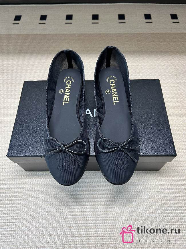 Chanel Ballet Flats Mesh & Grosgrain Black G02819 - 1