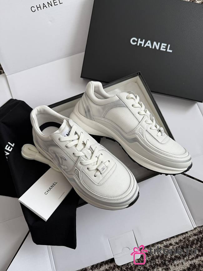 Chanel Sneakers Calfskin & Mesh White & Silver G47012 - 1