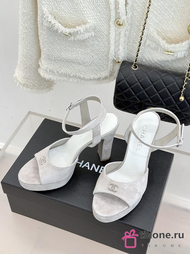 Chanel Sandals Suede Gray 115mm G47029 - 1