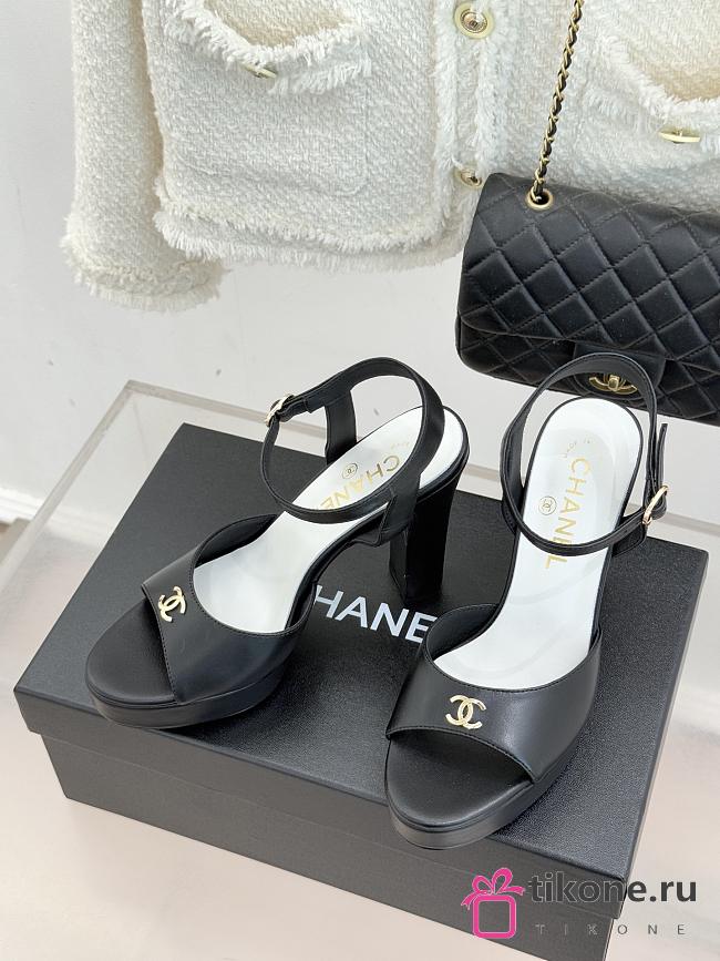 Chanel Sandals Lambskin Black 115mm G47029 - 1