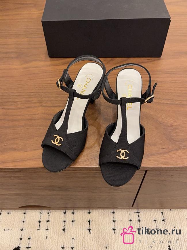 Chanel Sandals Suede Kidskin Black 90mm G47030 - 1