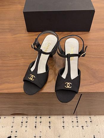 Chanel Sandals Suede Kidskin Black 90mm G47030