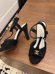 Chanel Sandals Suede Kidskin Black 90mm G47030 - 6
