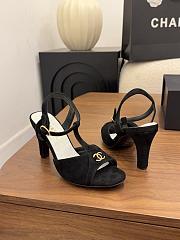 Chanel Sandals Suede Kidskin Black 90mm G47030 - 5