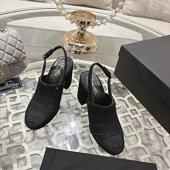 Chanel Slingbacks Cotton Tweed & Grosgrain Black G46865