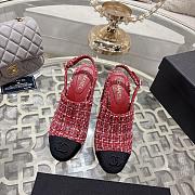 Chanel Slingbacks Cotton Tweed & Grosgrain Red, Pink & Black G46865 - 5