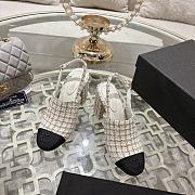 Chanel Slingbacks Wool and Mohair Tweed & Grosgrain  Ecru, Beige & Gold G46865 - 1