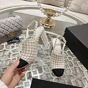 Chanel Slingbacks Wool and Mohair Tweed & Grosgrain  Ecru, Beige & Gold G46865 - 5