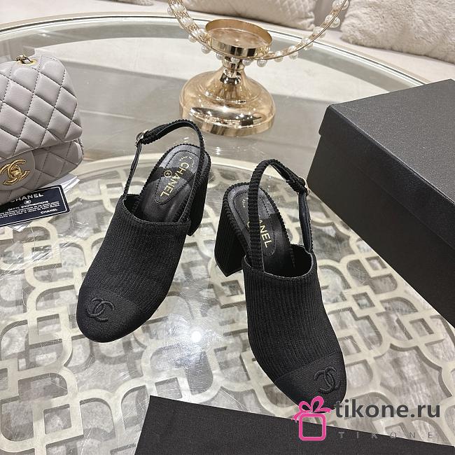 Chanel Slingbacks Corduroy & Grosgrain Black G46865 - 1