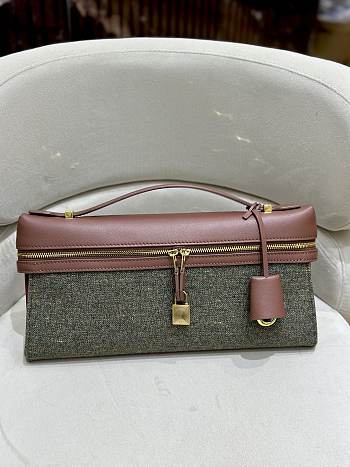 Loro Piana Extra Clutch L29 Cashmere Virgin Wool Silk Countryside Sage B5NA - 29x14x3cm 