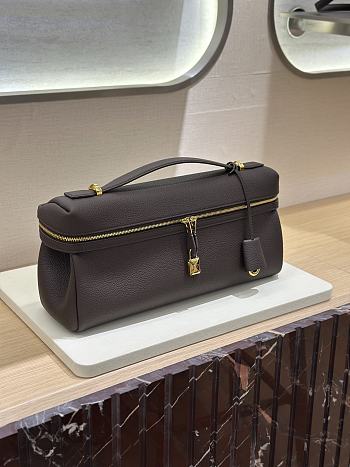 Loro Piana Extra Softy Bag L33 Calfskin Dark Chocolate H11B - 33x14x9cm