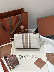 Loro Piana Extra Pocket L19 Cotton Linen Natural/Caramel Sugar Stripes - 19x7x12cm - 4