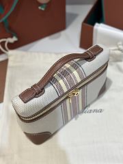 Loro Piana Extra Pocket L19 Cotton Linen Natural/Caramel Sugar Stripes - 19x7x12cm - 3