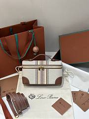 Loro Piana Extra Pocket L19 Cotton Linen Natural/Caramel Sugar Stripes - 19x7x12cm - 2