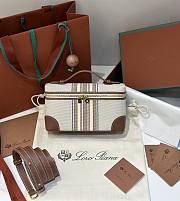 Loro Piana Extra Pocket L19 Cotton Linen Natural/Caramel Sugar Stripes - 19x7x12cm - 1