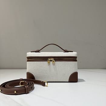 Loro Piana Extra Pocket L19 Cotton Linen Natural/Caramel Sugar B4NE - 19x7x12cm