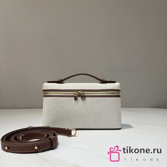 Loro Piana Extra Pocket L19 Cotton Linen Natural/Caramel Sugar - 19x7x12cm - 1