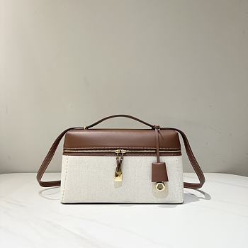 Loro Piana Extra Bag L27 Cotton Linen Natural/Caramel Sugar B4AU - 27x16x10cm