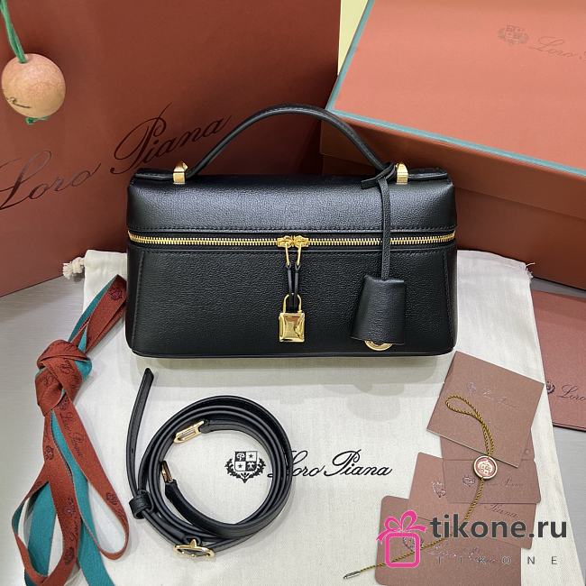 Loro Piana Extra Bag L23 Calfskin Black - 23x12x7cm - 1