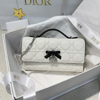 My Dior Mini Bag Two-Tone Latte and Black Cannage Lambskin Bow - 21x11.5x4.5cm