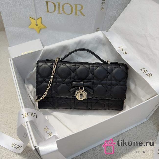 My Dior Mini Bag Black Cannage Lambskin Bow - 21x11.5x4.5cm - 1