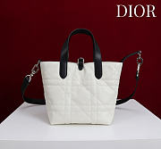 Small Dior Toujours Vertical Tote Bag Latte and Black Macrocannage Calfskin - 18x16x12cm - 2