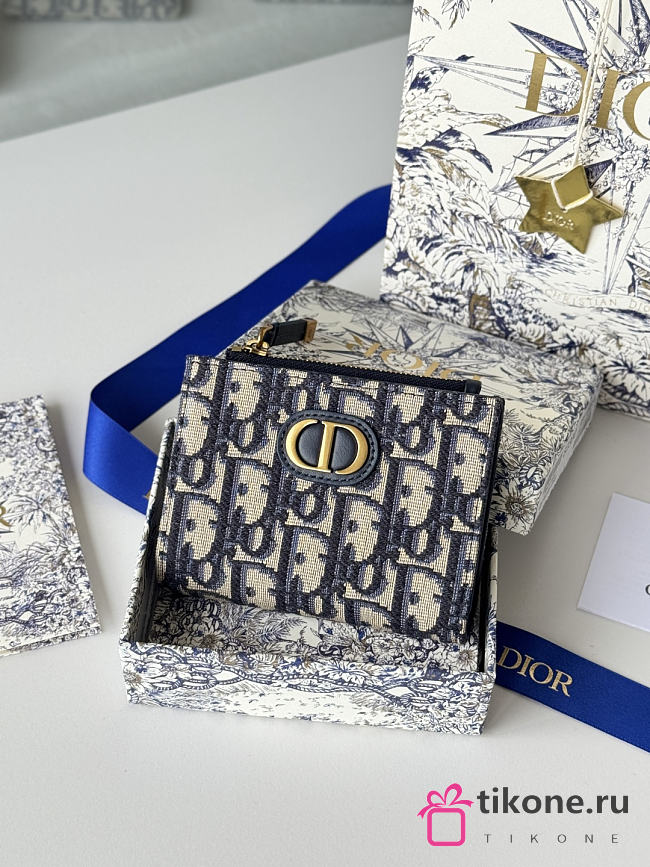 30 Montaigne Dahlia Wallet Blue Dior Oblique Jacquard - 12x9x2cm - 1