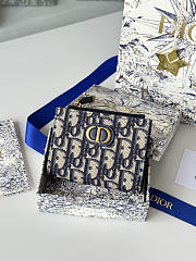 30 Montaigne Dahlia Wallet Blue Dior Oblique Jacquard - 12x9x2cm - 1