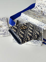 30 Montaigne Dahlia Wallet Blue Dior Oblique Jacquard - 12x9x2cm - 6