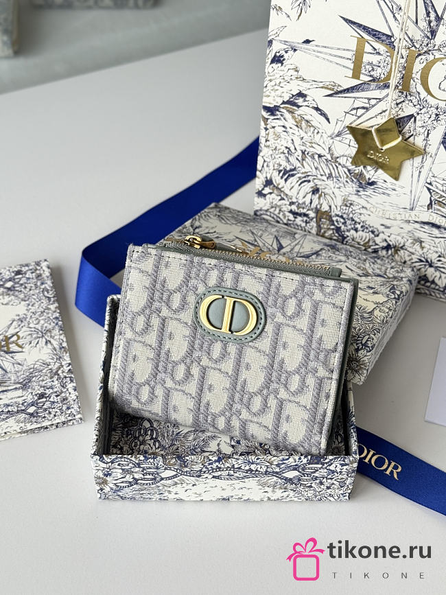 30 Montaigne Dahlia Wallet Gray Dior Oblique Jacquard - 12x9x2cm - 1