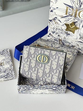 30 Montaigne Dahlia Wallet Gray Dior Oblique Jacquard - 12x9x2cm