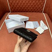 Dior Caro Dahlia Wallet Monsignore Black Cannage Lambskin with Heart Motif - 12x9x2cm - 5