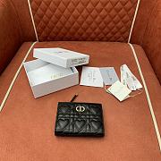 Dior Caro Dahlia Wallet Monsignore Black Cannage Lambskin with Heart Motif - 12x9x2cm - 2