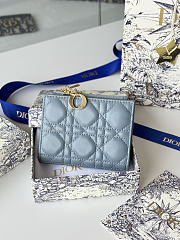 Lady Dior Dahlia Wallet Cloud Blue Cannage Lambskin - 12x9x2cm - 1