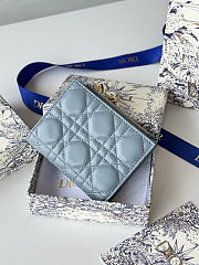 Lady Dior Dahlia Wallet Cloud Blue Cannage Lambskin - 12x9x2cm - 6