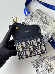 Saddle Bloom Card Holder Blue Dior Oblique Jacquard - 11x7.5x3cm - 4