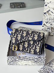 Saddle Bloom Card Holder Blue Dior Oblique Jacquard - 11x7.5x3cm - 3