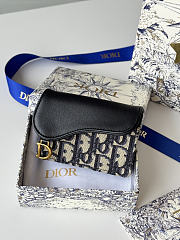 Saddle Bloom Card Holder Blue Dior Oblique Jacquard and Smooth Calfskin - 11x7.5x3cm - 1