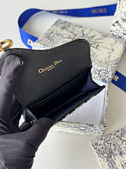 Saddle Bloom Card Holder Blue Dior Oblique Jacquard and Smooth Calfskin - 11x7.5x3cm - 6