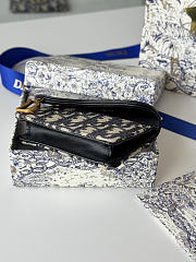 Saddle Bloom Card Holder Blue Dior Oblique Jacquard and Smooth Calfskin - 11x7.5x3cm - 4
