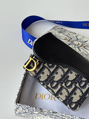 Saddle Bloom Card Holder Blue Dior Oblique Jacquard and Smooth Calfskin - 11x7.5x3cm - 2